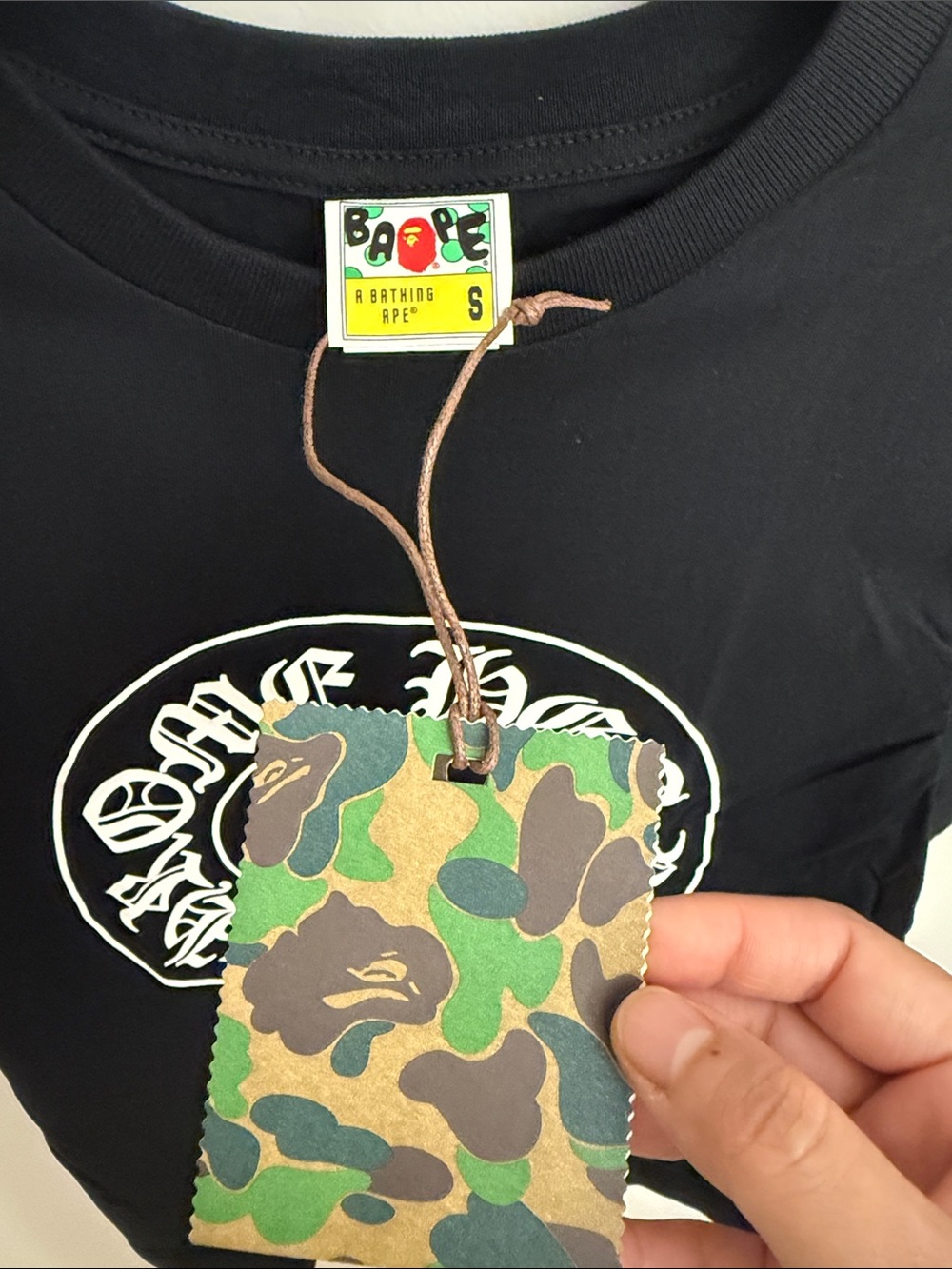 Bape x chrome Black Graphic Tee with White Logo - Picture 3 of 6